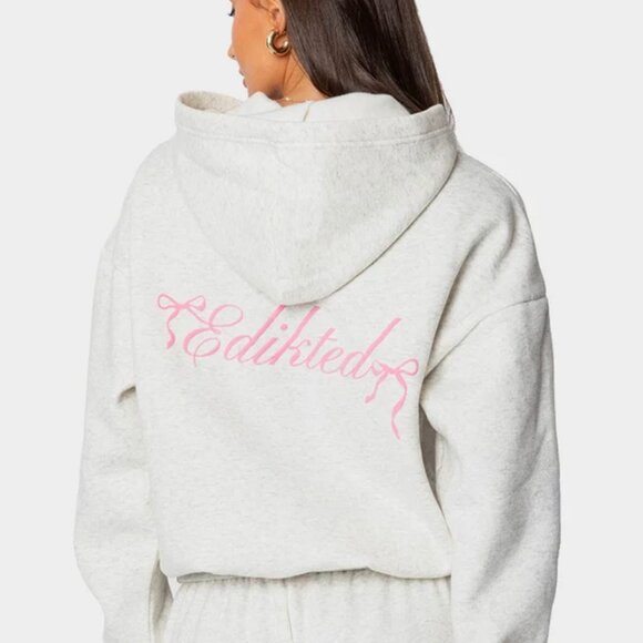 Edikted Tops - EDIKTED Sasha Bow Detail Oversized Hoodie Womens XL